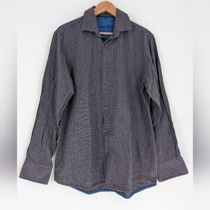 Black and Gray Casual‎ Button Down Shirt with Subtle Checkered Design